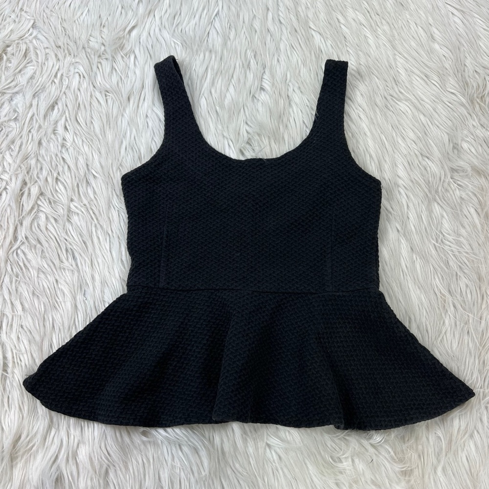 Ganni Women's Textured Knit Peplum Waist Tank Top